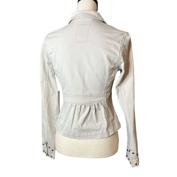 Levi's Khaki Short Jacket with Stud Details on Sleeve Cuffs Size Medium - Picture 3 of 7
